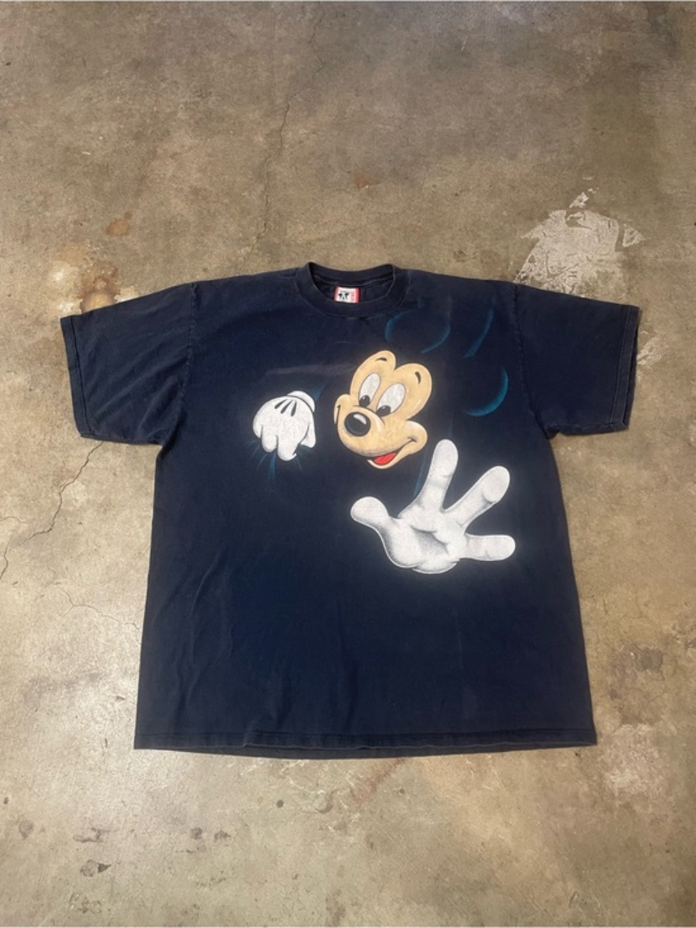 Vintage 90s Disney Big Mickey AOP Faded T-Shirt - Picture 1 of 8